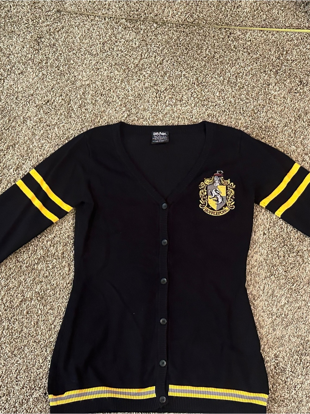 Wizarding World Harry Potter Long Sleeve Button‎ Up Sweater Size M Hufflepuff